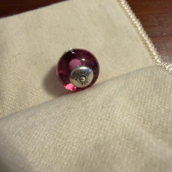 RETIRED James Avery Sterling Silver Pink Art Glass Gentle Wave Finial Charm 925 - Picture 2 of 2